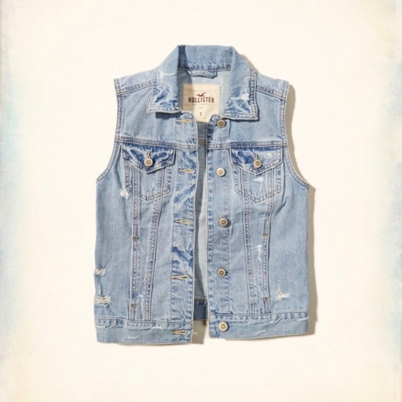 Hollister Jackets & Blazers - Hollister denim vest light wash